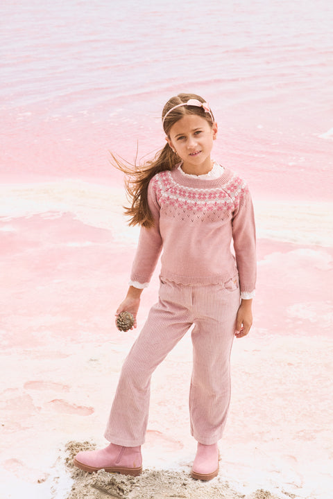 Pink Wide Leg Corduroy Trousers