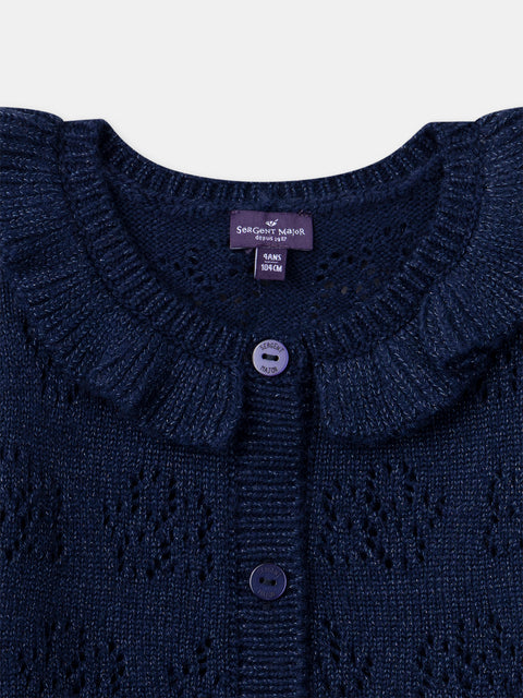 Navy Openwork Jersey Cardigan