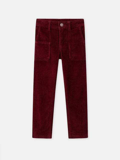 Burgundy Jersey Lined Corduroy Trousers