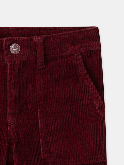 Burgundy Jersey Lined Corduroy Trousers