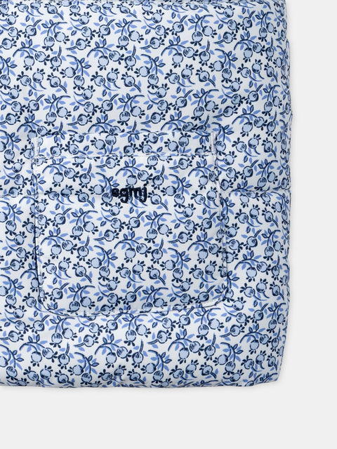 Blue Floral Print Sleeveless Gilet