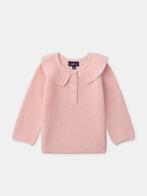 Pink Cotton Collared Jumper