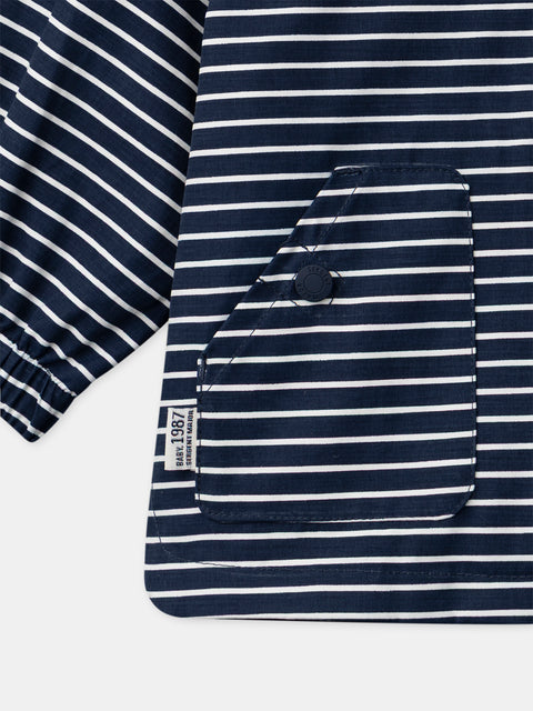 3 In 1 Navy Striped Raincoat