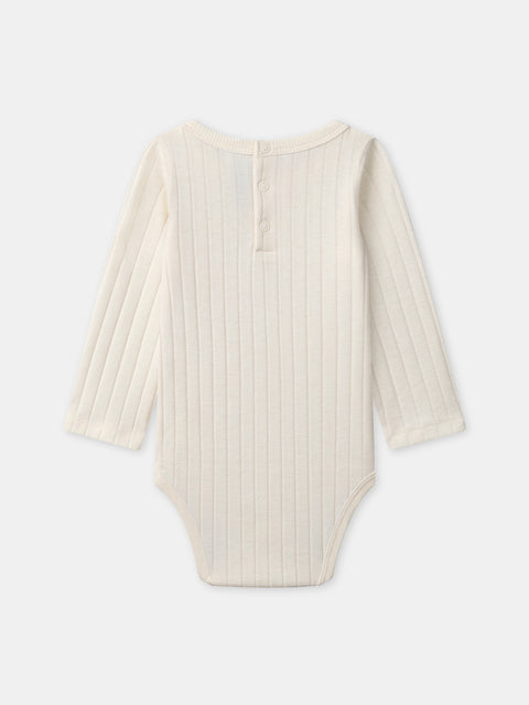Cream Ribbed Cotton Bodysuit