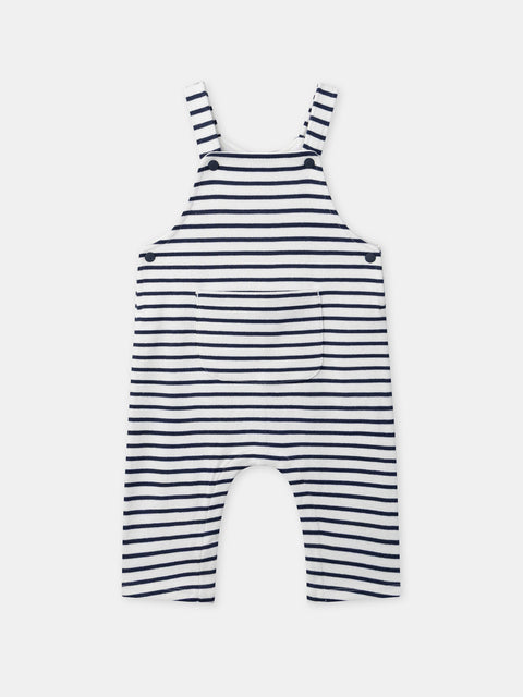 Navy & White Stripe Cotton Dungarees
