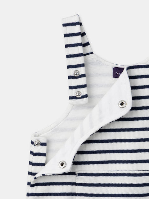 Navy & White Stripe Cotton Dungarees