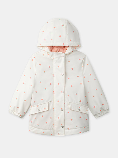 Cream Strawberry Print Raincoat
