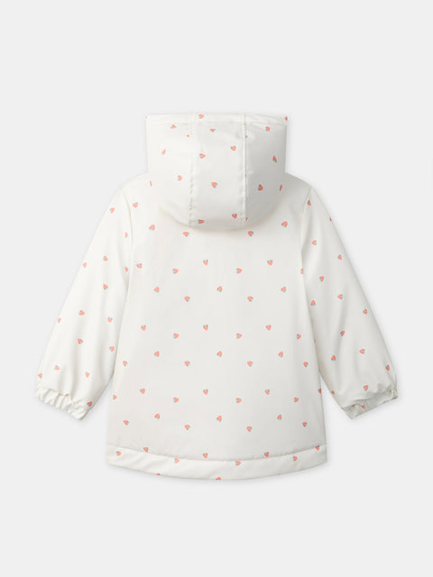 Cream Strawberry Print Raincoat