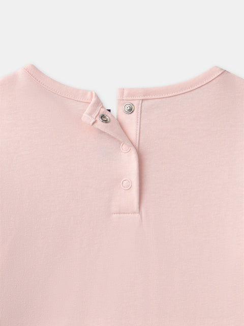 Pink Embroidered Cotton T-shirt