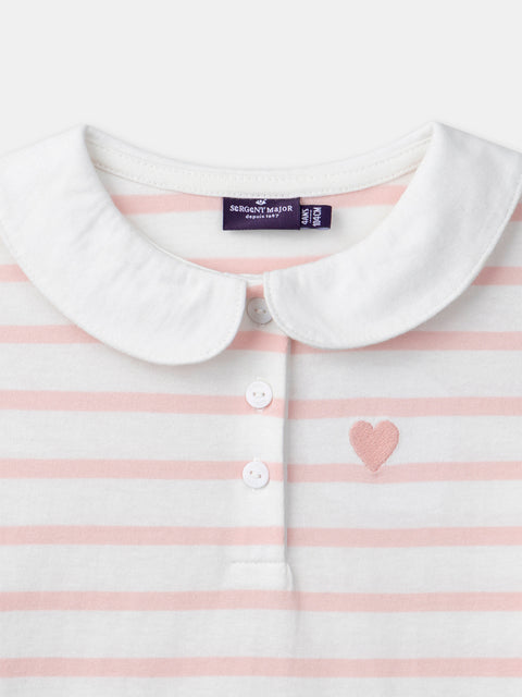 Pink Stripe Collared Cotton t-shirt