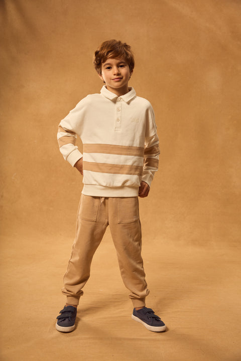 Beige Cotton Rich Joggers