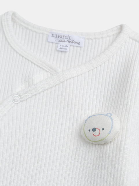Newborn Ribbed White Cotton Outfit