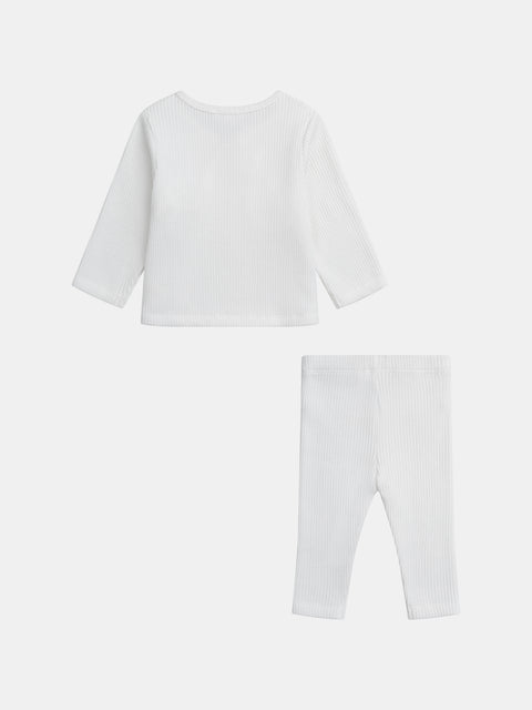 Newborn Ribbed White Cotton Outfit