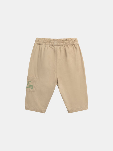 Beige Cotton Twill Cargo Trousers