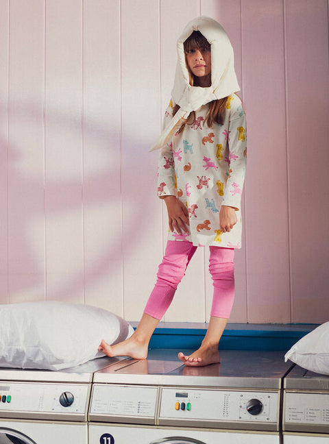Cream Printed Nightdress/Pyjama Combi