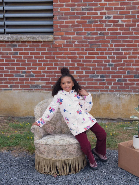 Lined Pale Pink Bird Print Raincoat
