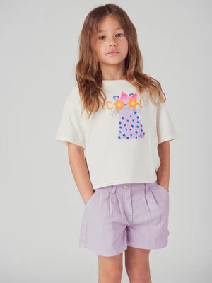 Purple Cotton Twill Shorts