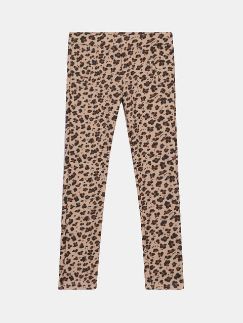 Beige Animal Print Bonded Fleece Leggings