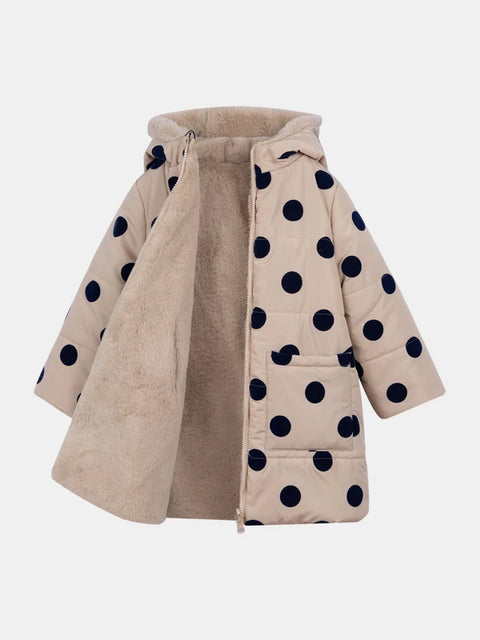 Reversible Beige Faux Fur Hooded Coat
