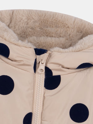 Reversible Beige Faux Fur Hooded Coat