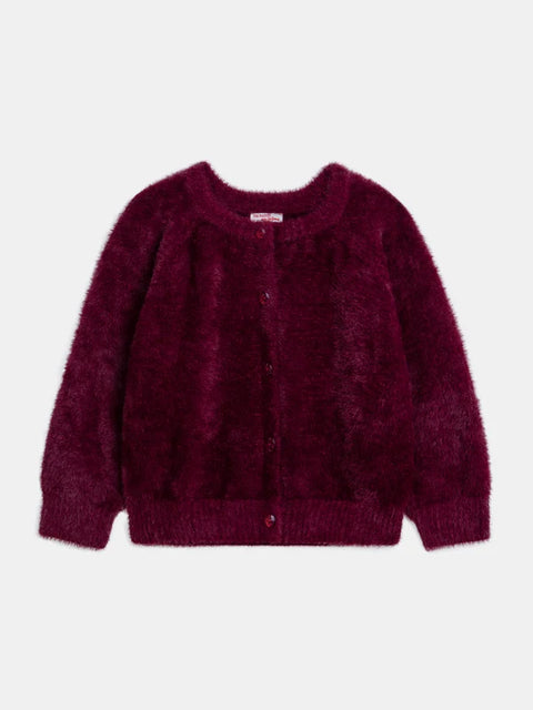 Prune Feather Knit Cardigan