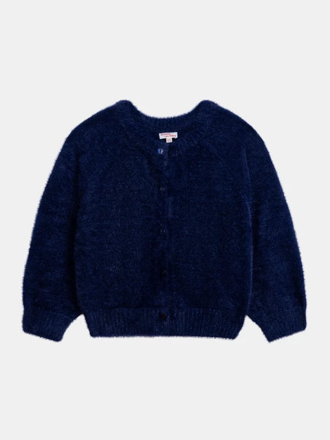 Navy Feather Knit Cardigan