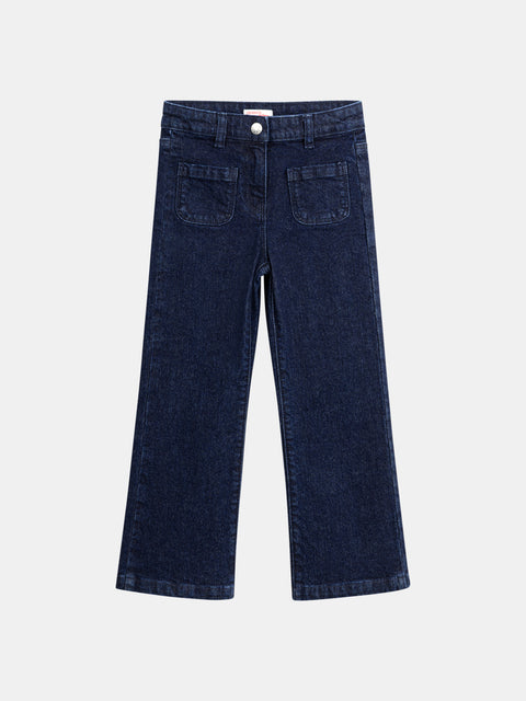 Dark Blue Wide Leg Denim Jeans