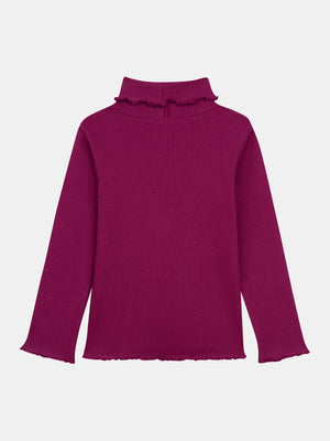 Pink Ribbed Cotton Polo Neck