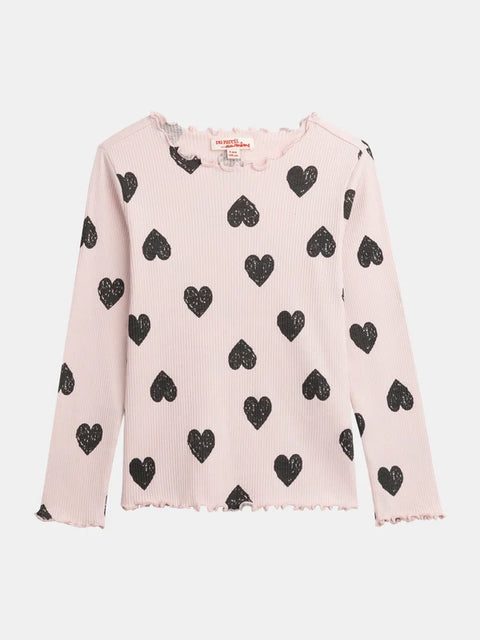 Pink Heart Print Cotton T-shirt