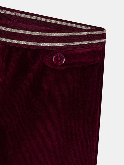 Prune Velour Elasticated Waist Trousers