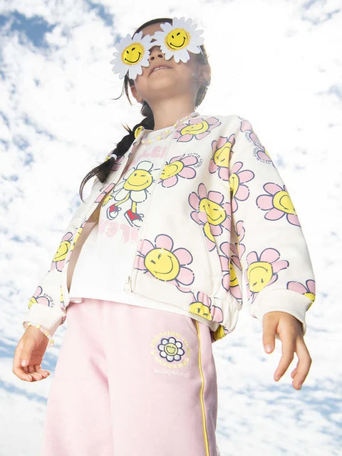 Off White Smiley Face Fleece Cardigan