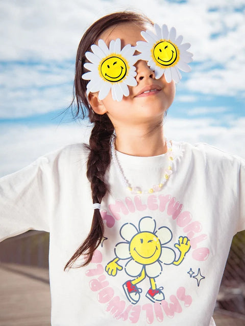 Off White Glow In The Dark Smiley Face Cotton T-shirt
