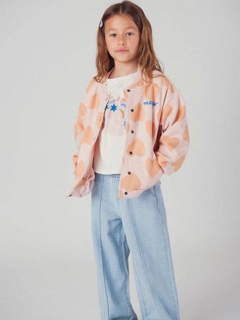Pink Heart Print Cotton Rich Fleece Jacket