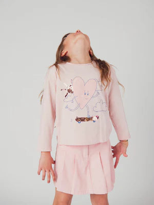 Pink Heart Print Cotton T-shirt