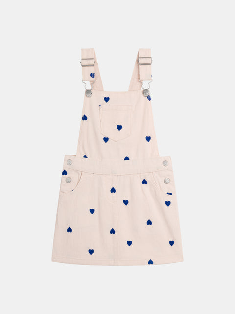 Heart Print Corduroy Dungaree Dress