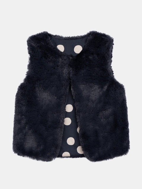Reversible Charcoal Grey Faux Fur Gilet