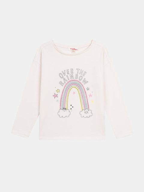 Off White Rainbow Print Cotton T-shirt