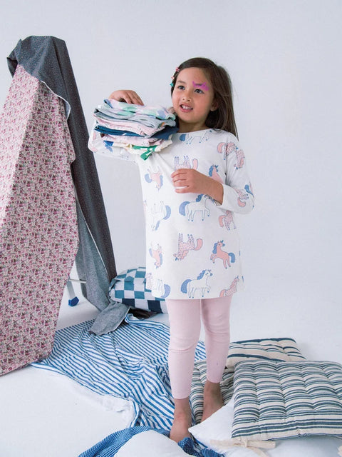 Glow In The Dark Cream Unicorn Print Nightdress/Pyjama Combo