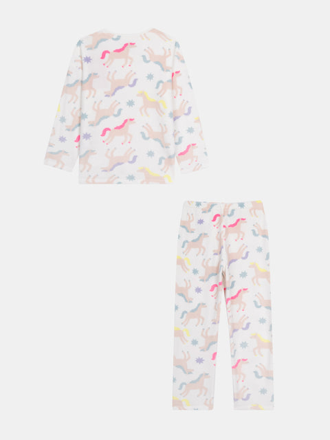 Unicorn Print Velour Pyjamas