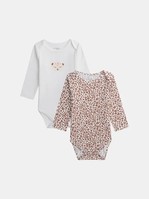 2 Pack Cream Cotton Bodysuits