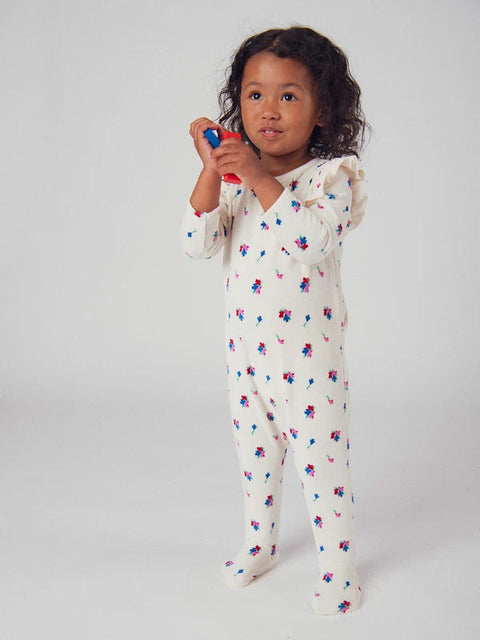 Bird Print Velour Sleepsuit