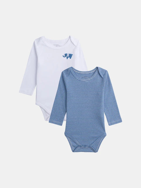2 Pack White Organic Cotton Bodysuits