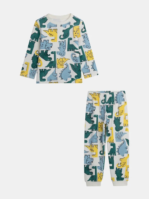 Green Dinosaur Print Velour Pajamas