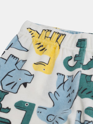 Green Dinosaur Print Velour Pajamas