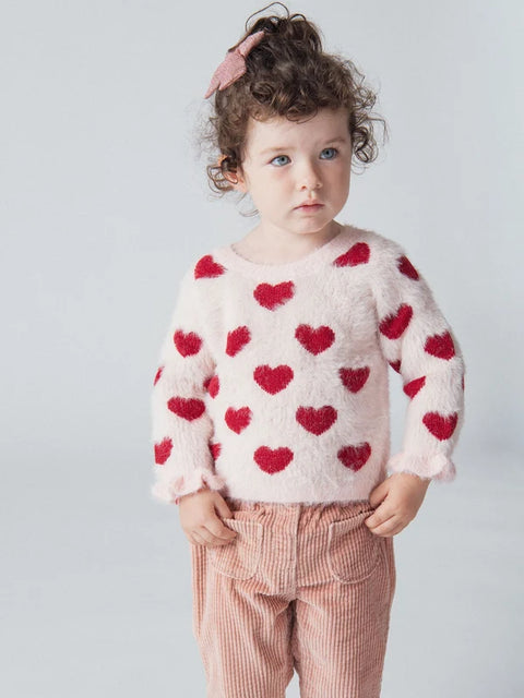 Pink Heart Pattern Jumper