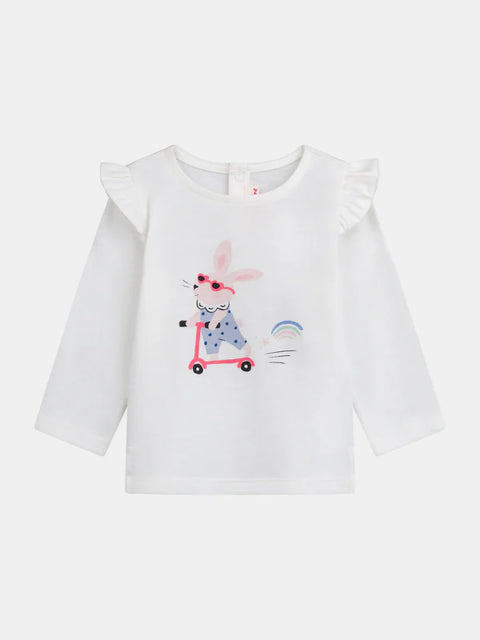 Off White Rabbit On A Scooter Print Cotton T-shirt