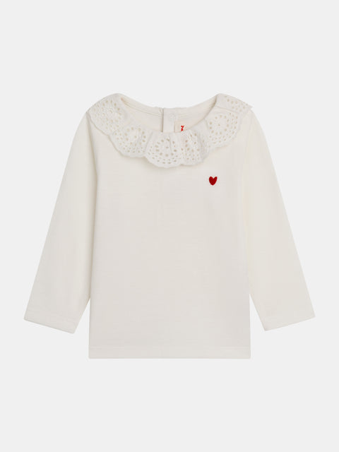 Off White Cotton T-shirt With Collar