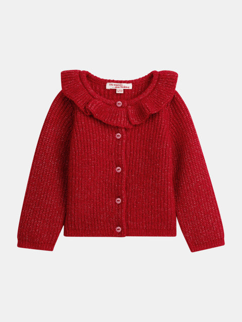 Red Fancy Stitch Cardigan