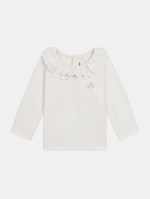 Off White Double Collar Cotton T-shirt