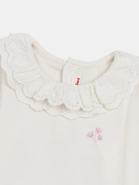 Off White Double Collar Cotton T-shirt
